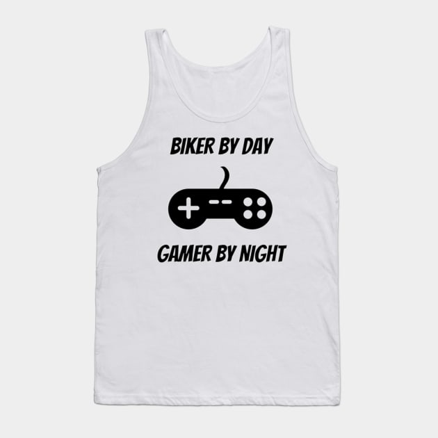 Biker By Day Gamer By Night Tank Top by Petalprints